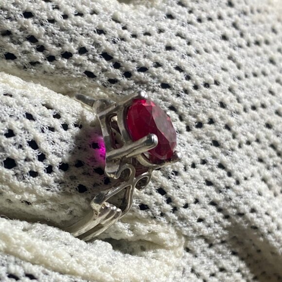 Red Ruby Gemstone Ring 3 carat Sterling Silver Oval Size 925 Lab Synthetic 38mm - Picture 2 of 14